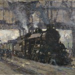 Vilém Kreibich: Lokomotiva (1918), olej na plátně. © Soukromá sbírka