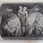 Luigi Vigotti (Piacenza, 1804 – Parma, 1861), Mýtus o Aktaiónovi – scéna zachycující  proměnu Aktaióna v jelena, který je trhán smečkou loveckých psů , litografie, 325 x 446 mm, Parma, sbírka umění nadace “Fondazione Cariparma.”