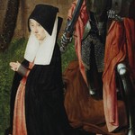 Geertgen tot Sint Jans, Sv. Hadrián s donátorovou ženou, levé křídlo Oltáře s Klaněním mágů, termpera na dubovém dřevě; Sbírky Pražského hradu, HS 238; © Správa Pražského hradu