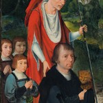 Joos van Cleve, Sv. Jeroným s donátorem a třemi syny, pravé křídlo Oltáře s Klaněním pastýřů, termpera na dubovém dřevě; Sbírky Pražského hradu, HS 257a; © Správa Pražského hradu