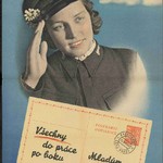 Author unknown. To young women in the Protectorate – All to work alongside men!, Protectorate of Bohemia and Moravia, about 1943, offset, MHI collection