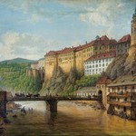 Ferdinand Runk, Český Krumlov - the castle from the river, 1824, National Heritage Institute