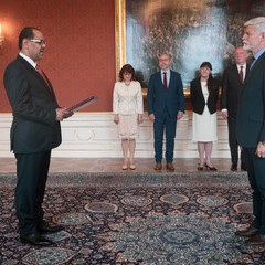 J. E. pan Haitham Abu Alfoul, nový mimořádný a zplnomocněný velvyslanec Jordánského hášimovského království, se sídlem ve Vídni, nástupní audience velvyslanců, Pražský hrad, 2.6.2023, foto: Zuzana Bönisch