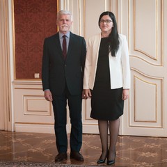 J. E. paní Saylín Martínez Tarrío, nová mimořádná a zplnomocněná velvyslankyně Kubánské republiky, se sídlem v Praze, nástupní audience velvyslanců, Pražský hrad, 2.6.2023, foto: Zuzana Bönisch