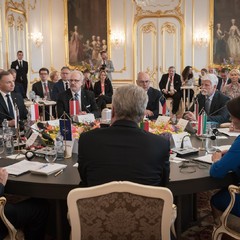 Pracovní návštěva prezidenta republiky Petra Pavla na Slovensku, plenární jednání prezidentů B9 v Bratislavě, 6.6.2023, foto: Zuzana Bönisch