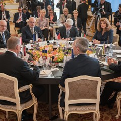 Pracovní návštěva prezidenta republiky Petra Pavla na Slovensku, plenární jednání prezidentů B9 v Bratislavě, 6.6.2023, foto: Zuzana Bönisch
