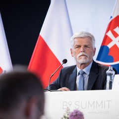Pracovní návštěva prezidenta republiky Petra Pavla na Slovensku, setkání prezidentů B9 se zástupci médií, 6.6.2023, foto: Zuzana Bönisch