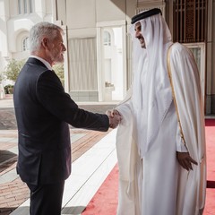 Jednání prezidenta republiky Petra Pavla a emíra Státu Katar Tamíma bin Hamad al-Thání, Oficiální návštěva Státu Izrael a Státu Katar, 17.1. 2024, foto: Zuzana Bönisch 