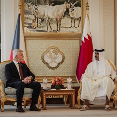 Jednání prezidenta republiky Petra Pavla a emíra Státu Katar Tamíma bin Hamad al-Thání, Oficiální návštěva Státu Izrael a Státu Katar, 17.1. 2024, foto: Zuzana Bönisch 