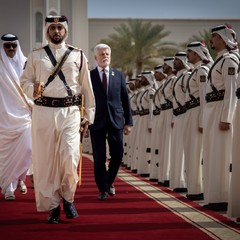 Jednání prezidenta republiky Petra Pavla a emíra Státu Katar Tamíma bin Hamad al-Thání, Oficiální návštěva Státu Izrael a Státu Katar, 17.1. 2024, foto: Zuzana Bönisch 
