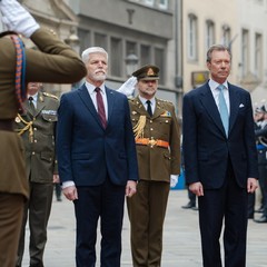 Oficiální uvítací ceremonie před velkovévodským palácem, státní návštěva Lucemburského velkovévodství, Lucembursko, 29.2. 2024, foto: Tomáš Fongus