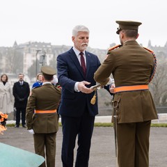 Vzpomínkový ceremoniál a kladení věnců u Národního památníku lucemburské solidarity , státní návštěva Lucemburského velkovévodství, Lucembursko, 29.2. 2024, foto: Tomáš Fongus