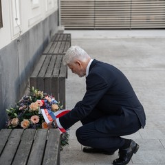 Pietní akt u památníku Jana Palacha, Palachovo náměstí, Lucembursko, 29.2. 2024, foto: Tomáš Fongus