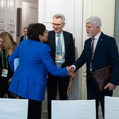 Bilaterální jednání se zvláštní zmocněnkyní USA pro obnovu Ukrajiny Penny Pritzker,Mnichov, 16.2. 2024, foto: Tomáš Fongus
