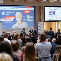 Debata Denik.cz s občany, Fakulta biomedicínského inženýrství ČVUT – KOKOS, 6.3. 2024, foto: Tomáš Fongus