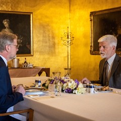 Prezident republiky přijal předsedu vlády Petra Fialu, 8.4.2024, foto: Zuzana Bönisch