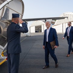 Odlet prezidenta republiky na setkání nejvyšších představitelů států a vlád iniciativy Trojmoří, 11.4. 2024, foto: Tomáš Fongus
