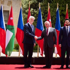 Oficiální návštěva Jordánska, přivítání prezidenta republiky s králem Abdalláhem II. a korunním princem Husseinem, Královský palác, 29.5.2024, foto: Zuzana Bönisch