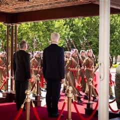 Oficiální návštěva Jordánska, přivítání prezidenta republiky s králem Abdalláhem II. a korunním princem Husseinem, Královský palác, 29.5.2024, foto: Zuzana Bönisch