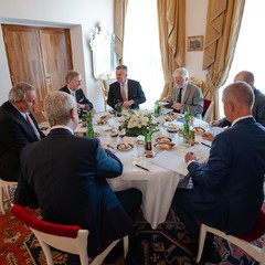 Přijetí premiéra P. Fialy, předsedy ANO A. Babiše a místopředsedy K. Havlíčka, Pražský hrad, 25.6.2024, foto: Tomáš Fongus