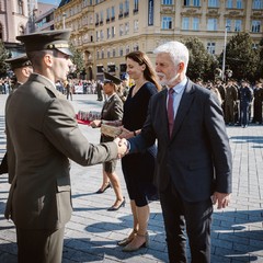 Prezident republiky se zúčastnil slavnostního vyřazení absolventů Univerzity obrany, nám. Svobody, Brno, 25.7.2024, foto: Zuzana Bönisch