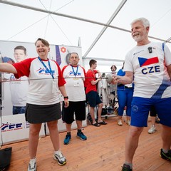 Prezident republiky a paní Eva Pavlová navštívili olympijský festival v Mostě, jezero Most, 2.8.2024, foto: Tomáš Fongus
