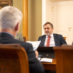 Prezident republiky přijal prezidenta Svazu průmyslu a dopravy ČR Jana Rafaje, Pražský hrad, 14.11.2024, foto: Tomáš Fongus