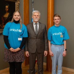 Prezident republiky přijal zástupce UNICEF a vítěze ankety Dítě Česka, Pražský hrad, 20.11.2024, foto: Tomáš Fongus
