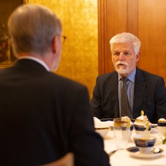 Prezident republiky přijal předsedu vlády Petra Fialu, Pražský hrad, 20.12.2024, foto: Tomáš Fongus