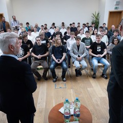 Debata se žáky Střední školy rybářské a vodohospodářské Jakuba Krčína, Třeboň, 15.1.2025, foto: Zuzana Bönisch