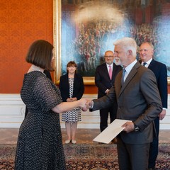 Přijetí nových velvyslanců, J.E. paní Jana Vanaveski, nová mimořádná a zplnomocněná velvyslankyně Estonské republiky, foto: Tomáš Fongus, 18.8.2025