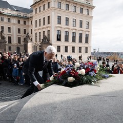Položení věnce k soše T. G. Masaryka, Hradčanské náměstí, 28.10.2025, foto: Zuzana Bönisch