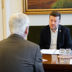 Jednání prezidenta republiky s předsedou SPD, Tomiem Okamurou, Pražský hrad, 6.10.2025, foto: Tomáš Fongus